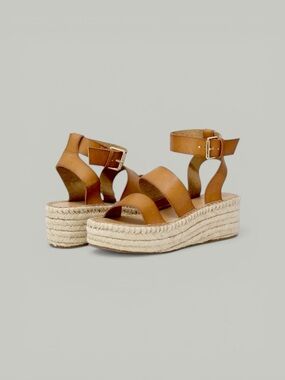 The Drop Cognac Listilla Espadrille Wedge Sandals